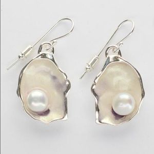Sterling Silver Oyster and Pearl Earrings